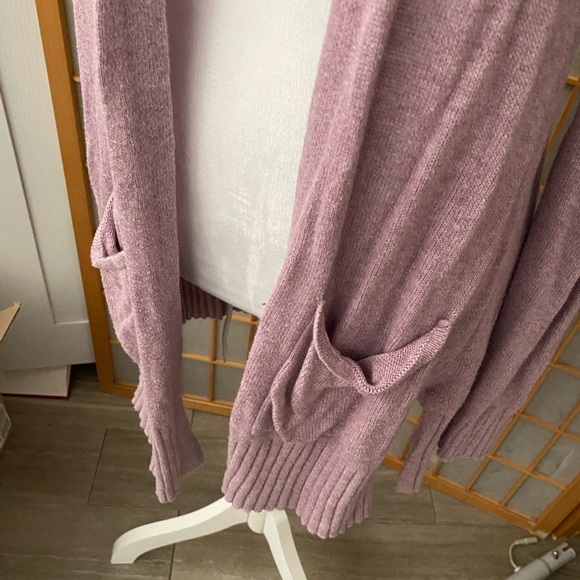 Old Navy Pink - Purple Open-Front Long-Line Sweater Cardigan Women Small Pocket - Picture 2 of 4